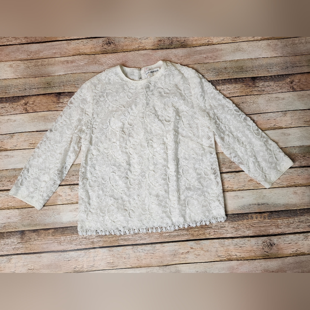 Vintage 1960s Hand Beaded Harilela's Lace Shirt